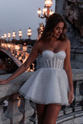 Sparkle Short Wedding Dresses Tulle Sweetheart A Line Bridal Gowns Above Kneen Length Party Dress Women Elegant Luxury