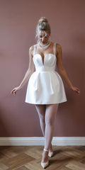 Mini Wedding Dress with Elegant Embellishments for a Glam Look