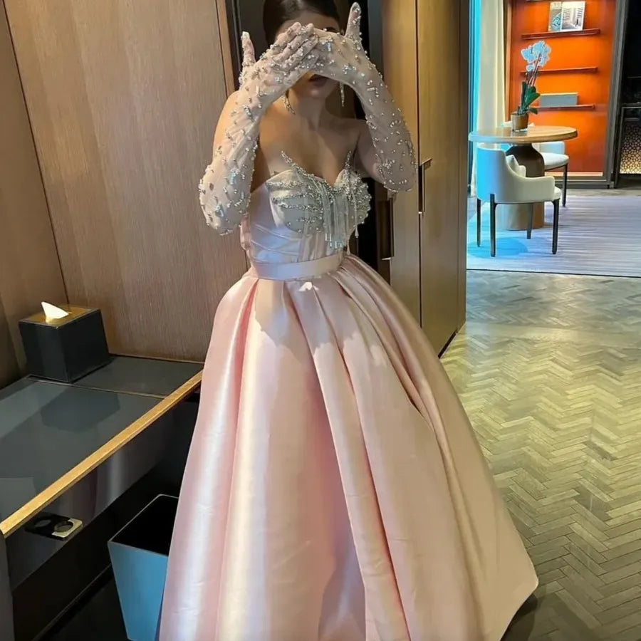 Fortunate Evening Elegant Pink Vintage Sexy Beading Sequined Crystal G