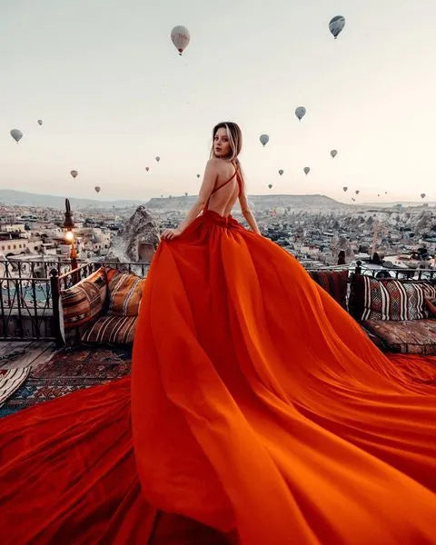 Cuello Halter Vestido Rojo Espalda Descubierta Vestido De Fiesta