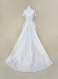 Simple Off The Shoulder Pleated Stain Wedding Dress Elegant Criss-Cross V-Neck A-Line Floor Length Backless Bridal Gown
