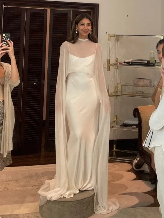 Illusion Square-Neck Sleeveless Satin Mermaid Wedding Dress For Women Open Back Court Train Bridal Gown Custom Made Ivory