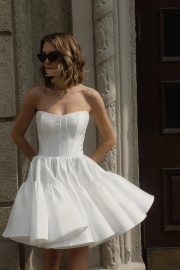 Simple Ivory with Ruffles Wedding Dress Modern Sleeveless Bow Satin Mermaid Court Train Bridal Gown Princess Vestido De Novia