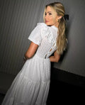 Fashion White Lace Prom Dress A-Line Puff Sleeves Black Bow Belt Ruched Knee Length Evening Dress vestido de gala