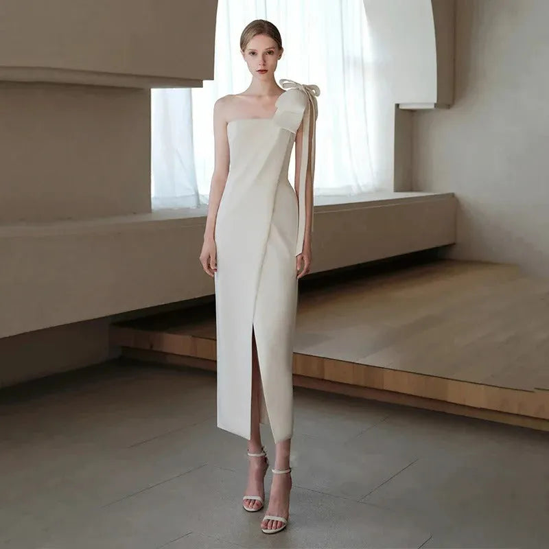 Fall In Love Dress Custom Simple Wedding Dress Satin Bridal Gown Vestidos De Novia Women Formal Evening Dress Party Dress
