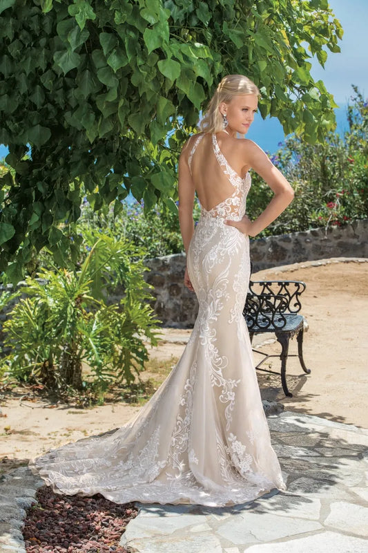 Bohemian Halter Appliques Wedding Dress Pastrol Floor-length Lace Bridal Gown Romantic Vestidos De Novia