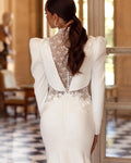 Elegant Wedding Dresses Muslim Bridal Gowns Full Sleeves Satin Robes For Formal Party Sheath Mermaid Vestidos De Novia