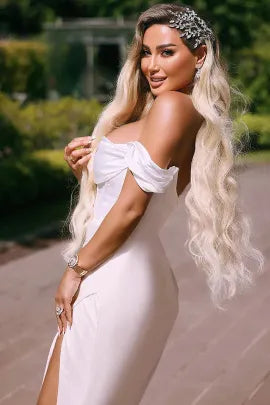 Elegant Mermaid Wedding Dresses Boho Off The Shoulder Side Slit Bridal Dress Boho White Evening Wedding Gowns Plus Size