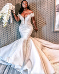 KapokDressy Mermaid Wedding Dress Off The Shoulder Sexy V-Neck Wedding Gowns Zipper Country Dubai Bridal Gown