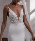 Mermaid Wedding Dresses Lace V-Neck Spaghetti Straps Open Back Satin Elegant Bridal Gown Sweep Train Vestidos De Novia