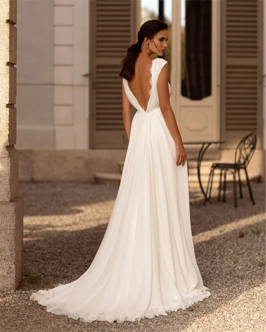 Simple Sleeveless Wedding Dresses Women's Mermaid Sexy Formal Backless Bridal Gowns Detachable Train Satin Vestido De Novia