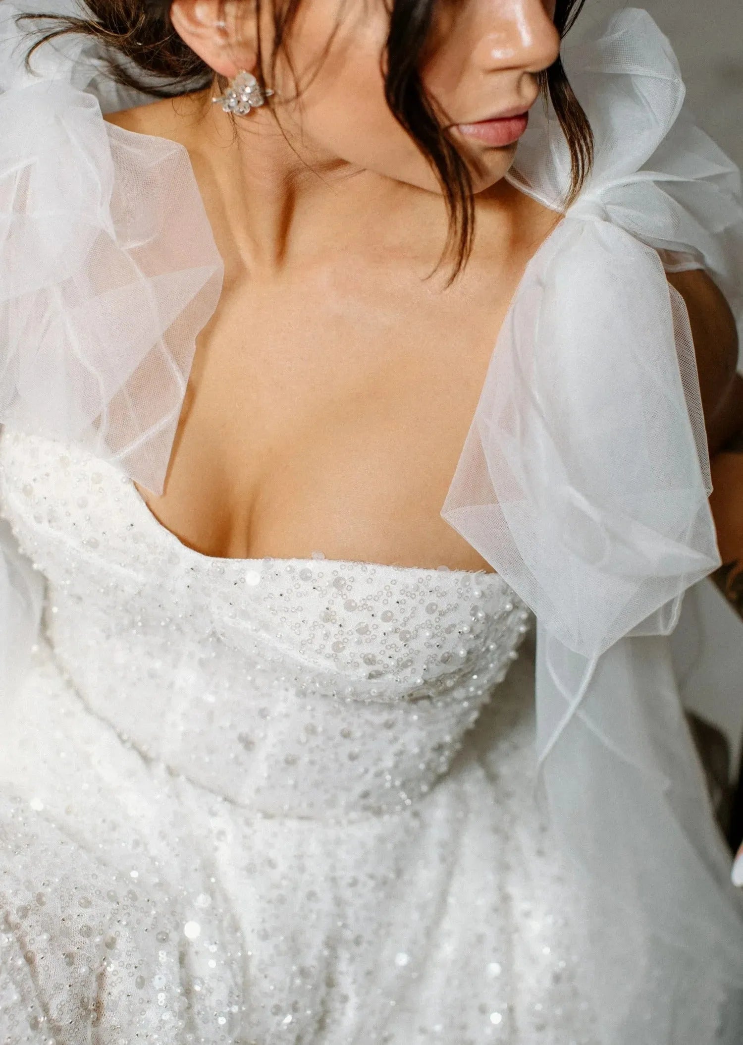 Sequined A-Line Wedding Dresses Bow Tulle Shoulder Strap Sweetheart Bridal Gowns Above Knee Vestido De Novia Custom Made
