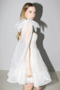 Sequined A-Line Wedding Dresses Bow Tulle Shoulder Strap Sweetheart Bridal Gowns Above Knee Vestido De Novia Custom Made