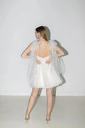 Sequined A-Line Wedding Dresses Bow Tulle Shoulder Strap Sweetheart Bridal Gowns Above Knee Vestido De Novia Custom Made