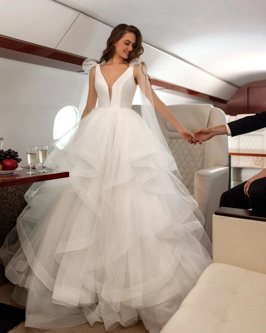 Guest Wedding Party Dress Simple and Romantic Wedding Dress Formal Occasion Dresses Novias Ball Gown Robe Bride Holiday Ivory