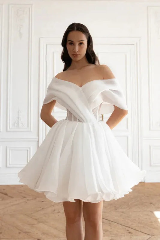 Short Organza Satin Mermaid Princess Court Train Dress Vestido De Novia Bridal Gown Bow Simple