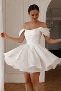 Short Wedding Dress with Detachable Straps Modern Mermaid Princess Gown Bow Court Train Dress Satin Vestido De Novia