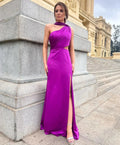 Vintage Purple Prom Dresses One Shoulder Collar Shawl Simple Corset Back Cocktail Growns