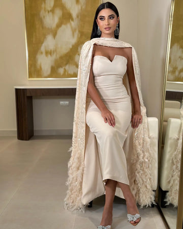 Prom Dress Intricate Women Strapless A-line Formal Ocassion Gown Beading Paillette / Sequins Feathers Charmeuse Evening As Picture