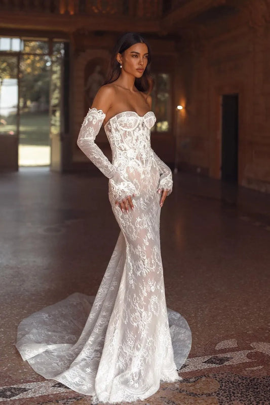 Romantic Backless Wedding Gown for Bride Sweetheart Court Train Crystals Appliques Vestidos De Novia Made to Order