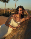 Square-Neck Sleeveless Beaded Lace Mermaid Wedding Dress Open Back Court Train Floor Length Bridal Gown Custom Made