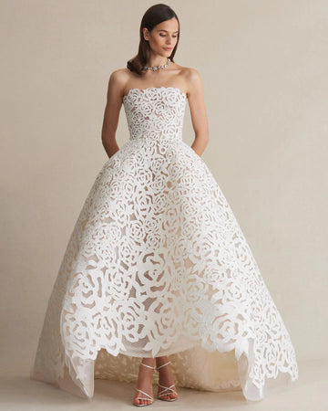 Sexy Strapless Full Lace A Line Wedding Dresses Vestido de noiva Modern Bridal Gowns Corset Back Robe de mariage