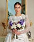 Luxury Satin Muslim Wedding Dresses Women's Mermaid Sexy Glitter Formal Long Sleeve Muslim 2 in 1 Bridal Gowns Vestidos De Novia