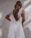 Mermaid Wedding Dresses Lace V-Neck Spaghetti Straps Open Back Satin Elegant Bridal Gown Sweep Train Vestidos De Novia