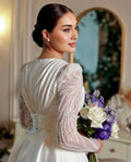 Luxury Satin Muslim Wedding Dresses Women's Mermaid Sexy Glitter Formal Long Sleeve Muslim 2 in 1 Bridal Gowns Vestidos De Novia