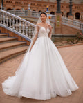 Simple Elegant Wedding Dresses For Women A Line Sexy Applique Side Split Tulle Bridal Gowns Sleeveless Graceful Vestidos As Picture