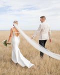 White Square Collar Meidmaid Wedding Dresses Spandex Long Bridal Gowns Sweep Train Backless Vestidos Novias Boda