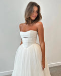 Beach Wedding Dresses A Line Strapless Tulle Bride Gowns Vestido de novia Sweetheart Neck Corset Bridal Dress