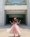 Pink Tulle Prom Dresses Deep V-Neck Pleat Ruched Above Knee Mini Gowns Homecoming Dress Graduation Party