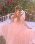 Pink Tulle Prom Dresses Deep V-Neck Pleat Ruched Above Knee Mini Gowns Homecoming Dress Graduation Party