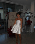 Marrilee Short Stain Pleated A-Line Strapless Evening Dress Simple Mini Above Knee Sleeveless Backless Prom Party Gowns Vestidos As Picture