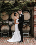 Simple Mermaid Wedding Dress Strapless Open Back Satin Pleat Sleeveless Long Bridal Gown Sweep Train Vestidos De Novia