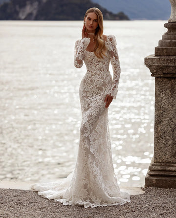 Classic Square Neck Wedding Dresses Romantic Mermaid Dress For Bride Backless Floor-length Bridal Gown Vestido De Novia Pink