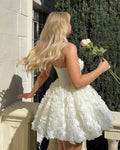 Sparky Sexy A-Line Mini Wedding Dresses 3D Flowers Sweetheart Sequins Short Bridal Gowns Vestidos De Novia Custom Made
