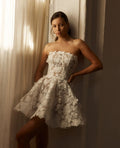 Beach Sleeveless Mini Length Short Wedding Party Dress Strapless Lace Appliques A Line Simple Bridal Gown Robe De Mariee