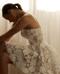 Beach Sleeveless Mini Length Short Wedding Party Dress Strapless Lace Appliques A Line Simple Bridal Gown Robe De Mariee