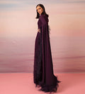 Mermaid Saudi Arabia Prom Party Gowns Long Slit Sleeves Formal Evening Dress Feather Prom Dresses Special Gowns