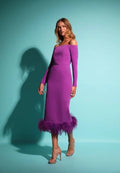 Fashion Purple Mermaid Prom Dress Satin Long Sleeves Sequineds Long Cape Floor Length Evening Dress vestido de gala