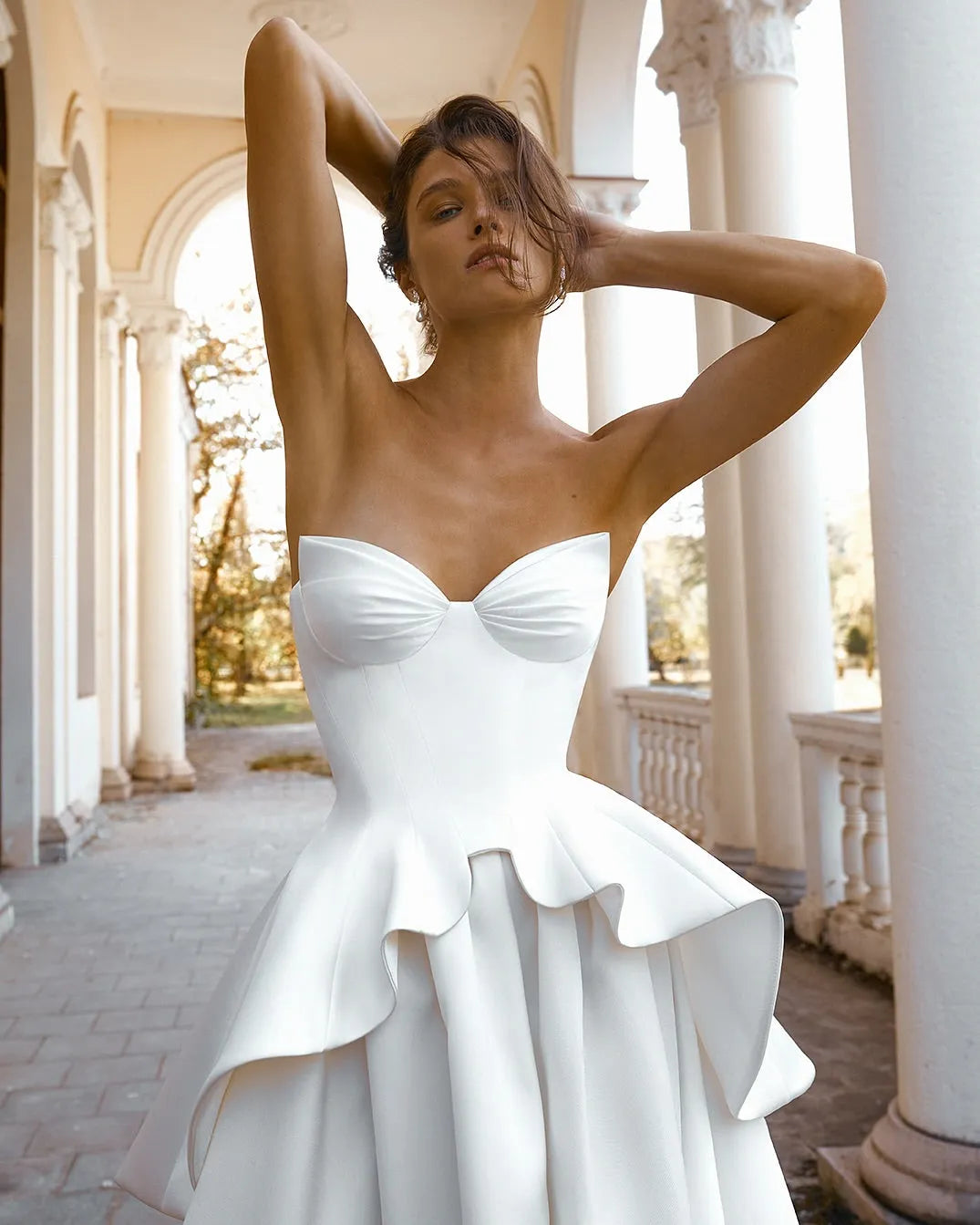 White A-Line Wedding Dresses Sweetheart Ruffled Wedding Gowns Boho Bridal Prom Dress bestidos de novia Customsized