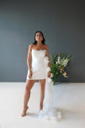 Short Wedding Dress with a Decorative Skirt with 3D Flowers Court Train Bridal Gowns Vestido De Novia Mermaid Princess