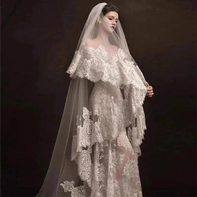 Fall In Love Dress Vintage Lace Wedding Dress Luxury Lace Appliques Off-Shoulder Long Sleeves Mermaid Women Bridal Gown Vestidos