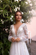 Exquisite See Through Wedding Dresses For Bride Puff Sleeves Backless Bridal Gowns Tulle Sexy Scoop Neck Robe De Mariée