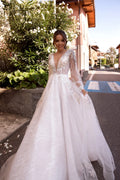 Exquisite See Through Wedding Dresses For Bride Puff Sleeves Backless Bridal Gowns Tulle Sexy Scoop Neck Robe De Mariée