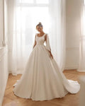 White A-Line Wedding Dresses Sleeveless Pearls Backless Satin Bridal Dress Formal Wedding Ball Prom Gowns Customized
