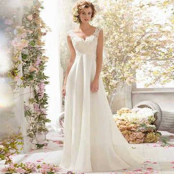 Vestido De Noiva Boho Wedding Dress Beach Wedding Dresses Sleveless V Neck Simple Bridal Dress Robe De Soiree White