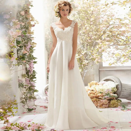Vestido De Noiva Boho Wedding Dress Beach Wedding Dresses Sleveless V Neck Simple Bridal Dress Robe De Soiree White